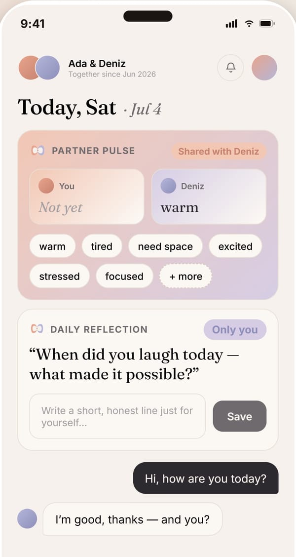 The Today screen: partner pulse and a daily reflection