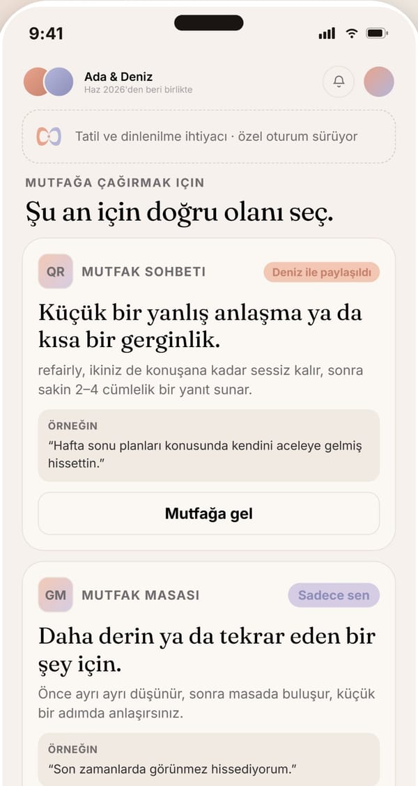 Mutfak ekranı: sohbet ve masa